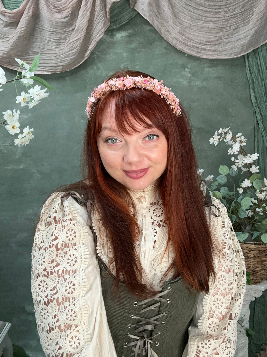 Pink Blossom Floral Headband - Romantic Headpiece