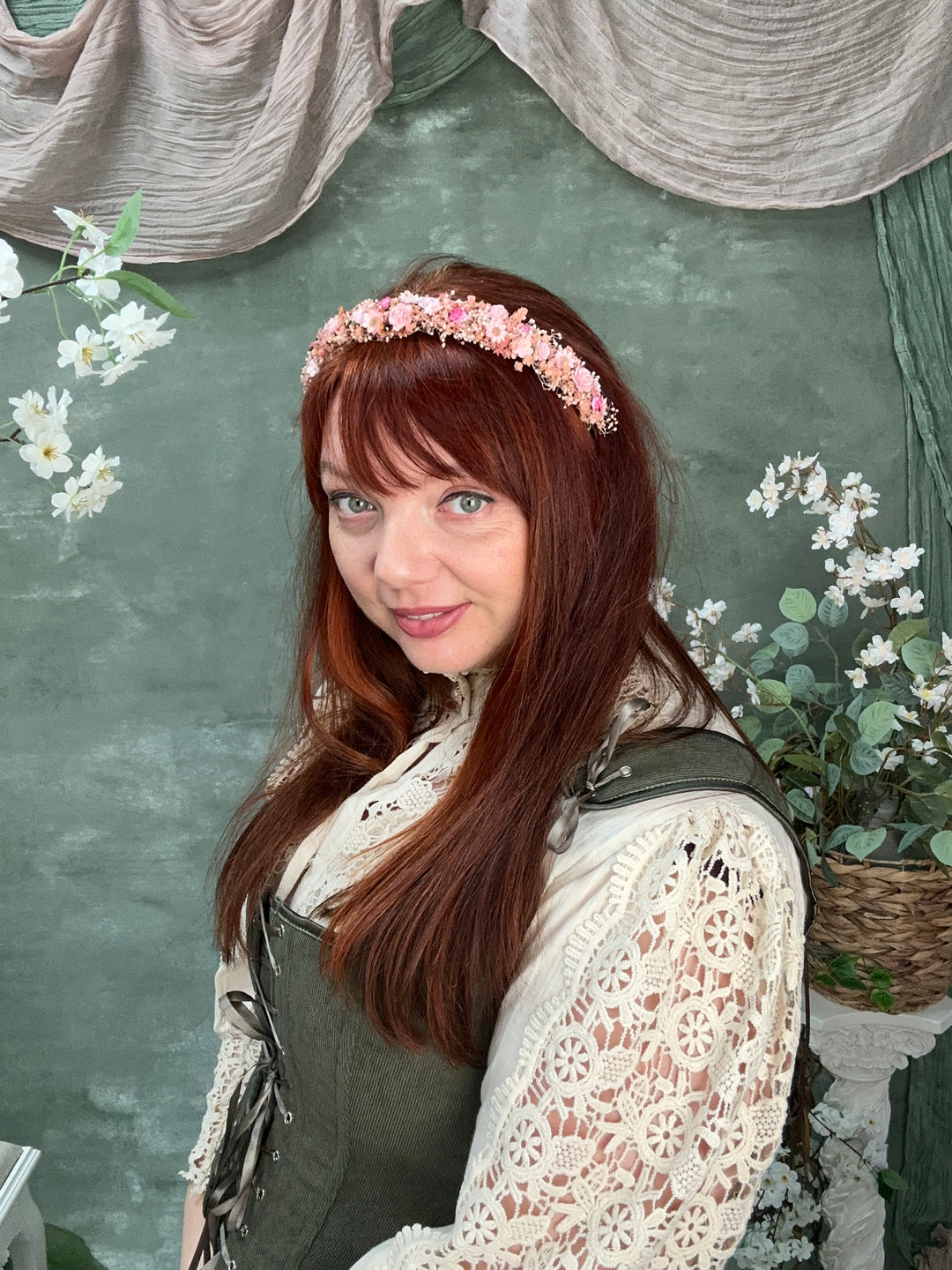 Pink Blossom Floral Headband - Romantic Headpiece