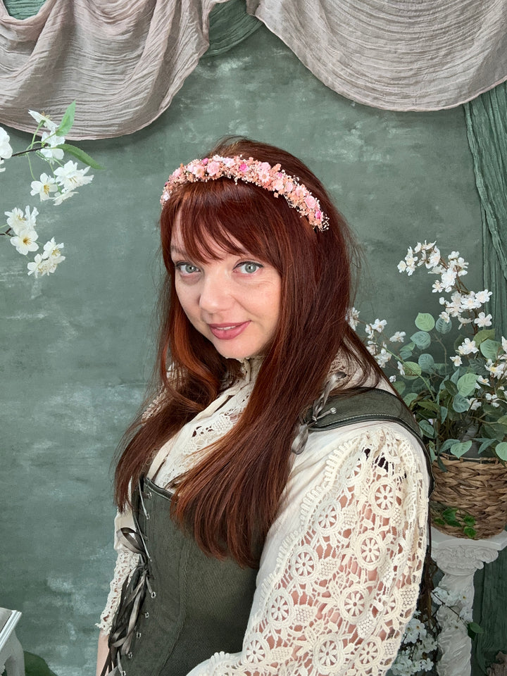 Pink Blossom Floral Headband - Romantic Headpiece