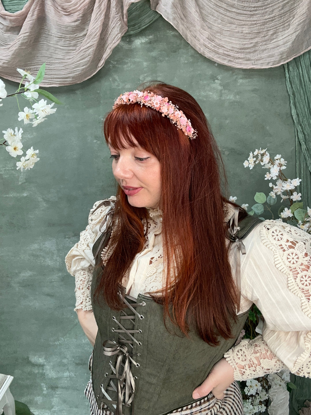 Pink Blossom Floral Headband - Romantic Headpiece