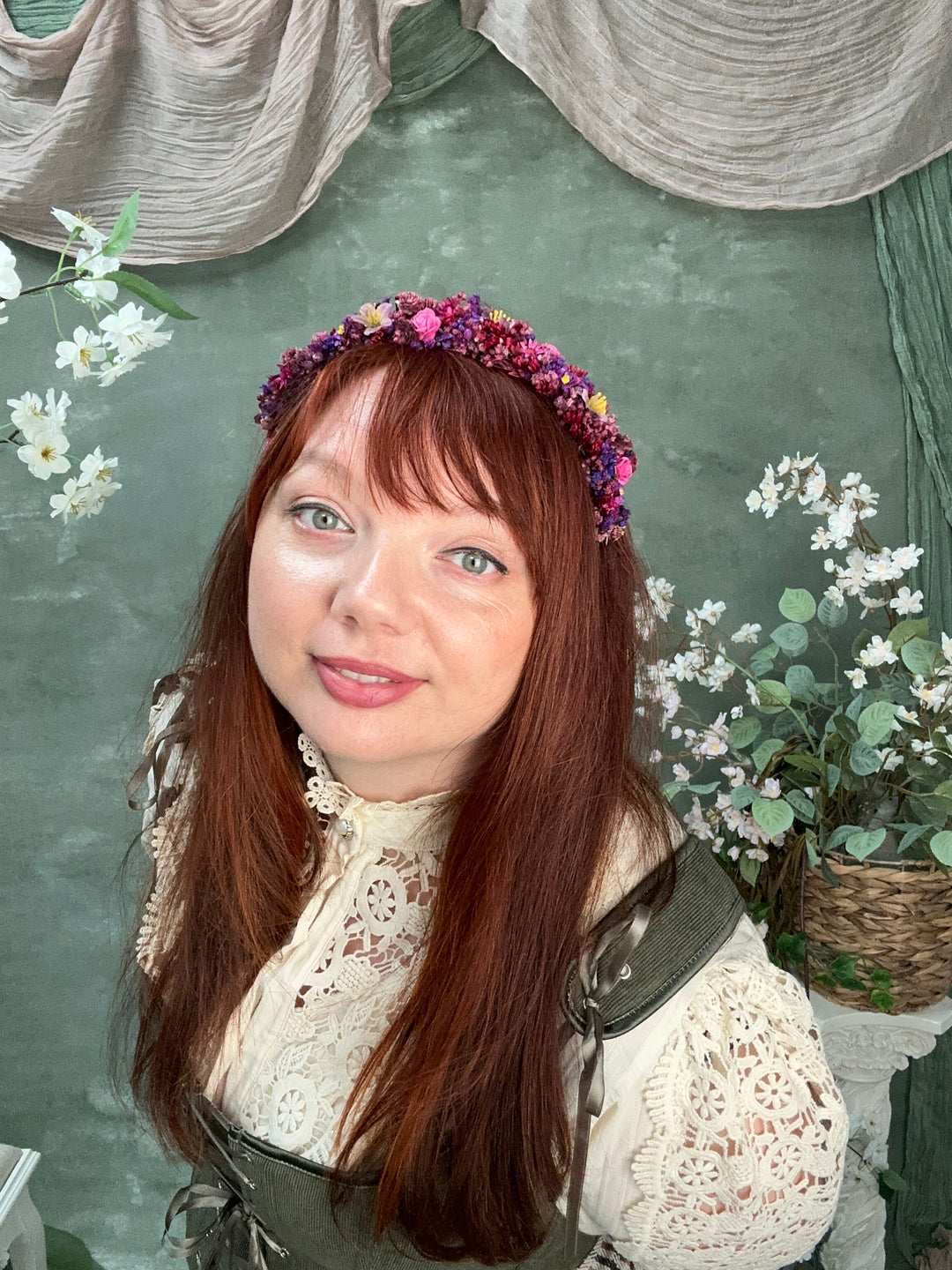Floral Headband with Roses and Wildflowers | Fuchsia, Purple and Burgundy | Kids and Adults