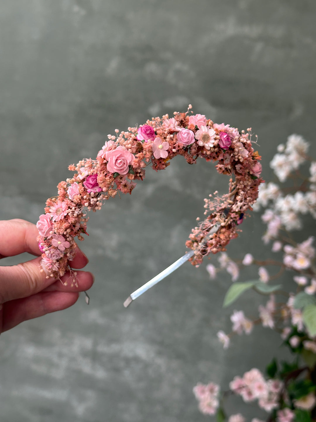 Pink Blossom Floral Headband - Romantic Headpiece