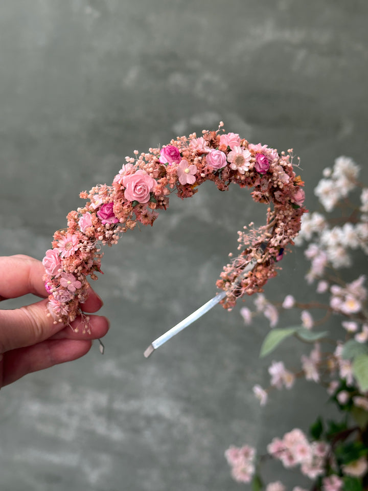 Pink Blossom Floral Headband - Romantic Headpiece