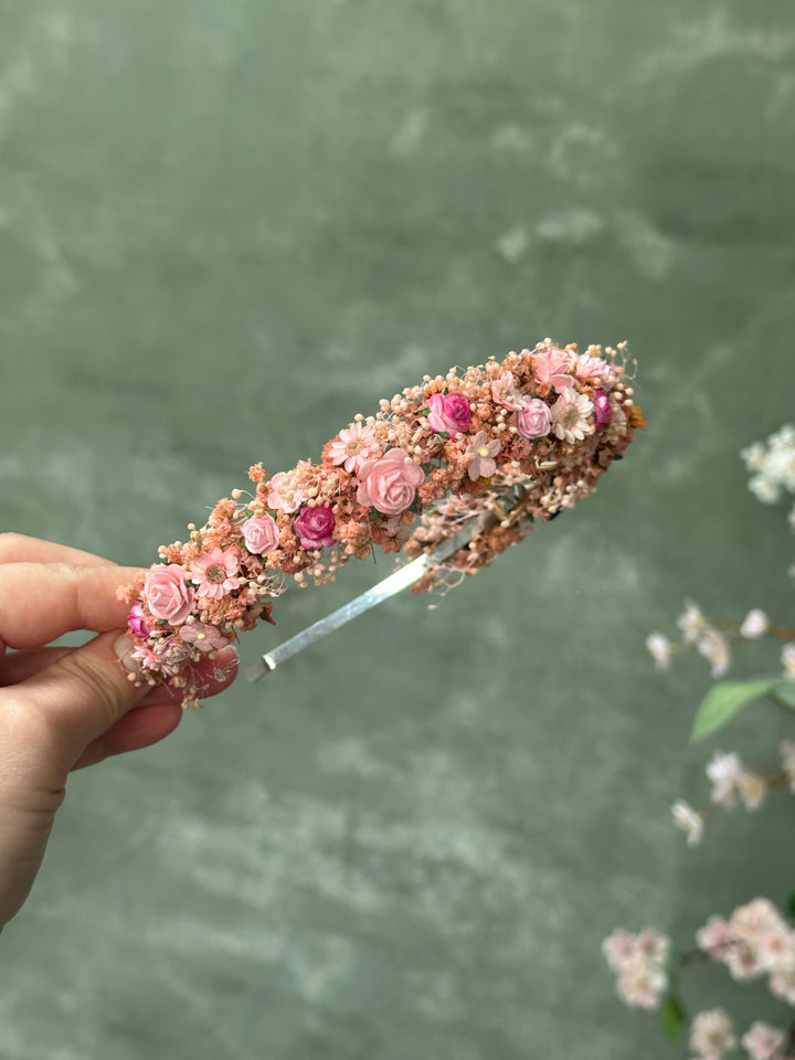 Pink Blossom Floral Headband - Romantic Headpiece