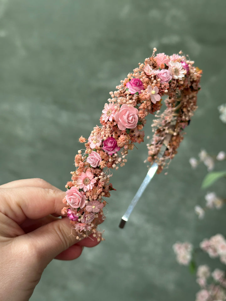 Pink Blossom Floral Headband - Romantic Headpiece
