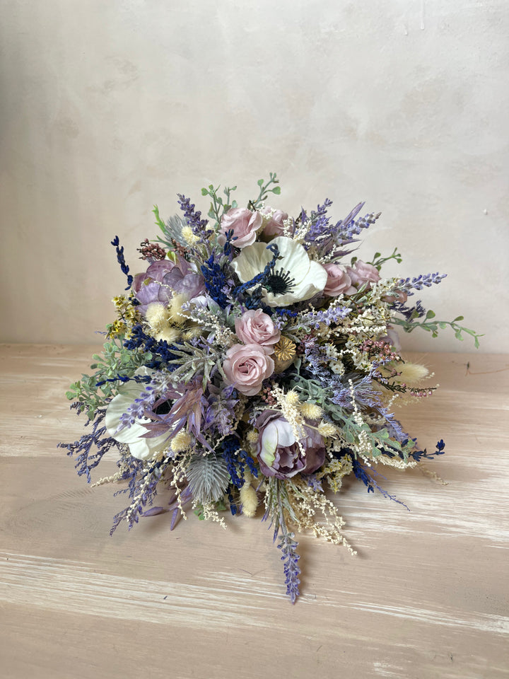 Lavender Wildflower Bridal Bouquet with Anemones and Roses - Flower Wedding Bouquet
