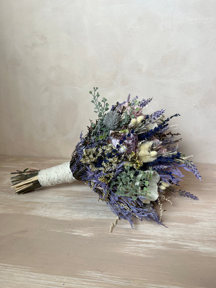 Lavender Wildflower Bridal Bouquet with Anemones and Roses - Flower Wedding Bouquet