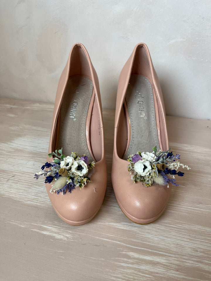 Lavender Wildflower Shoe Clips: Handmade Boho Bridal Shoe Decoration