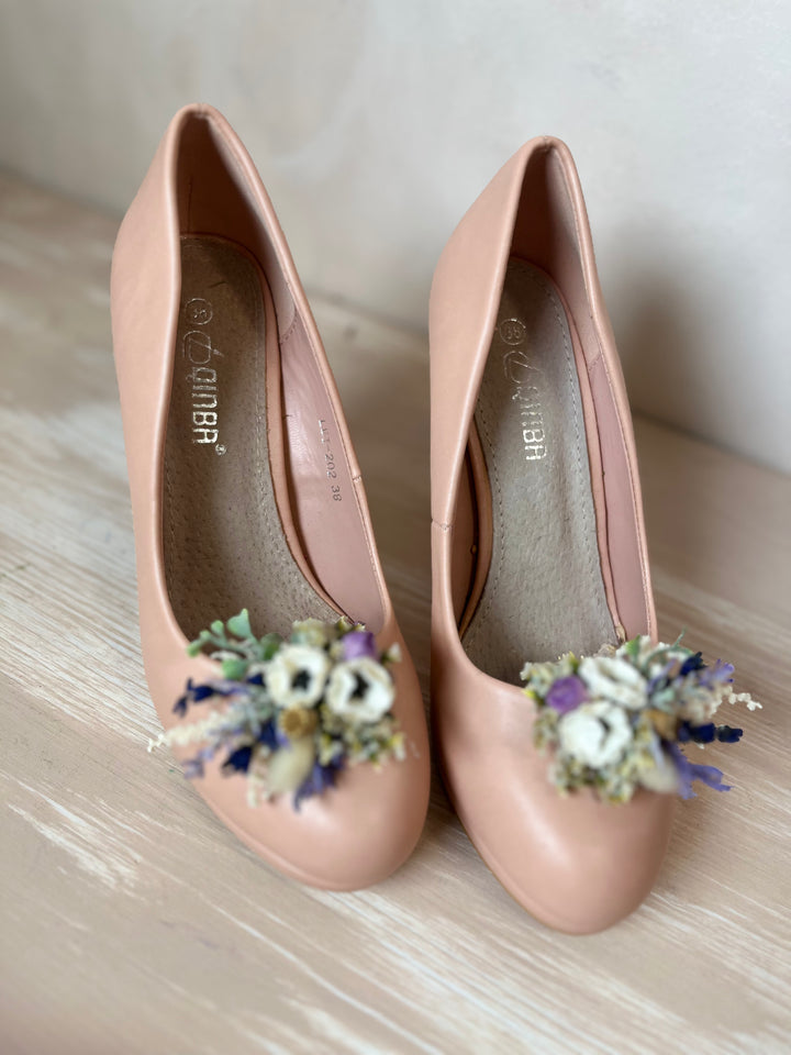 Lavender Wildflower Shoe Clips: Handmade Boho Bridal Shoe Decoration
