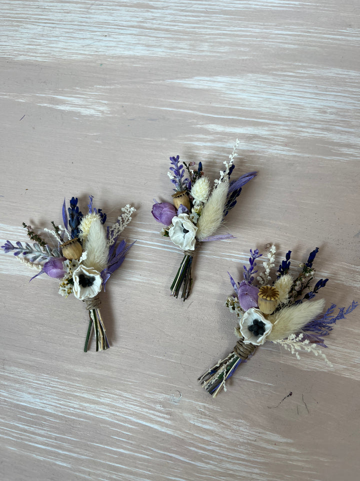 Purple Cream Boutonniere for Groomsmen and Father of the Bride | magaela