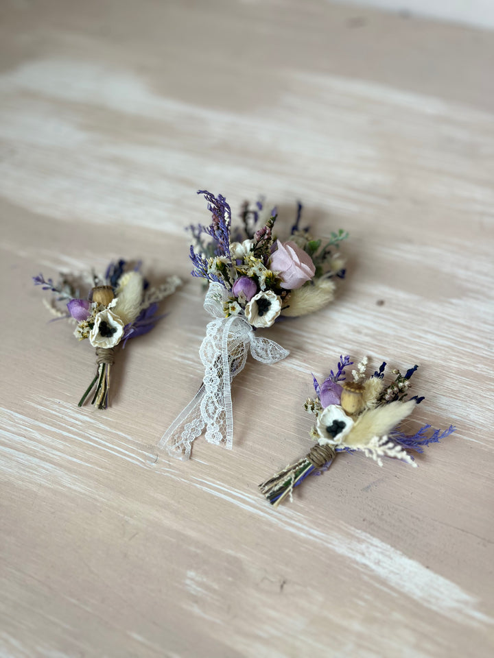 Purple Cream Boutonniere for Groomsmen and Father of the Bride | magaela