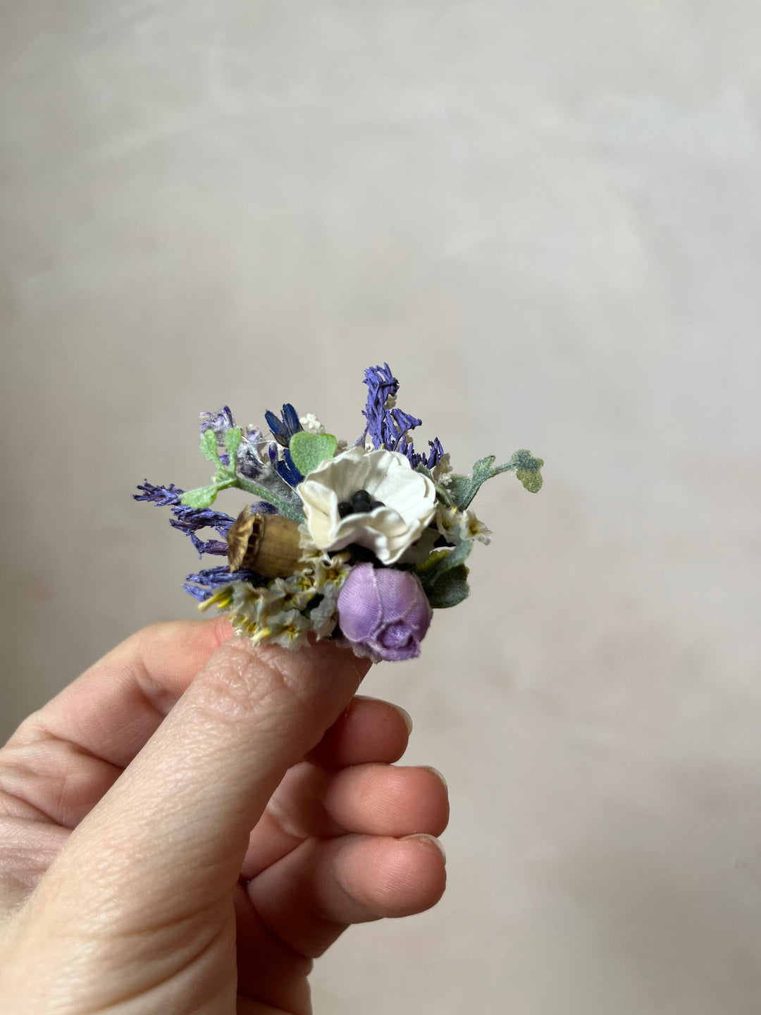 Lavender Wildflower Ring: Handmade Adjustable Floral Ring, Nickel Free