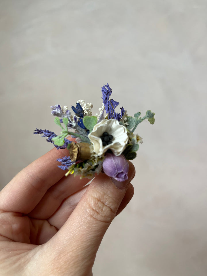 Lavender Wildflower Ring: Handmade Adjustable Floral Ring, Nickel Free