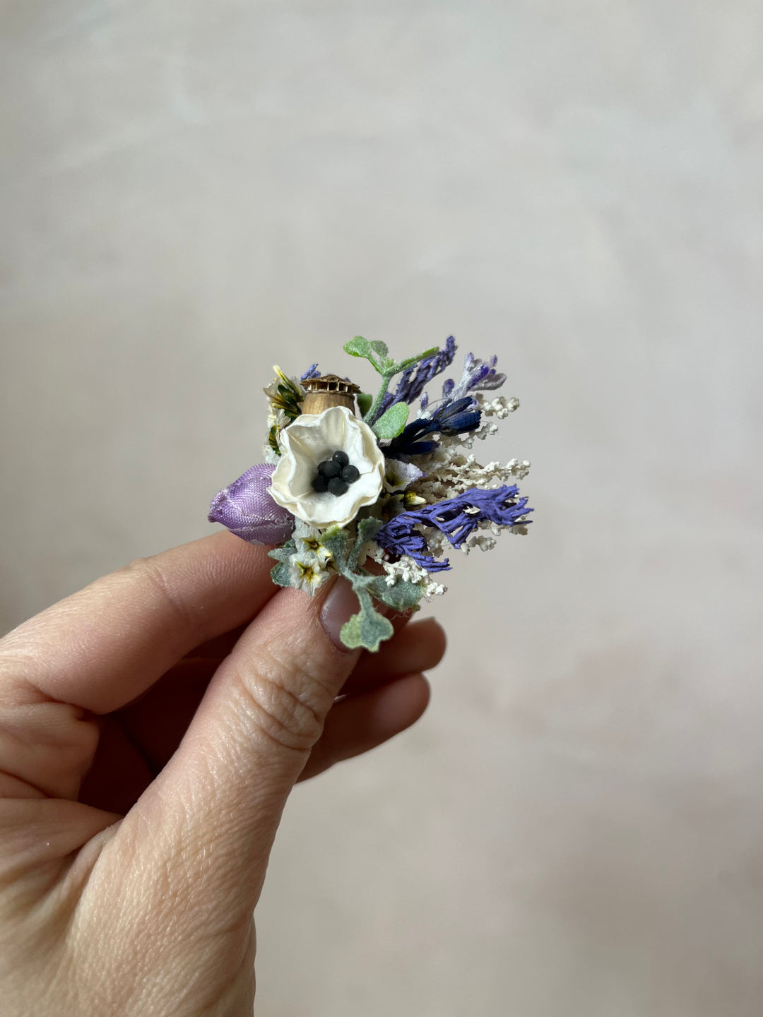 Lavender Wildflower Ring: Handmade Adjustable Floral Ring, Nickel Free