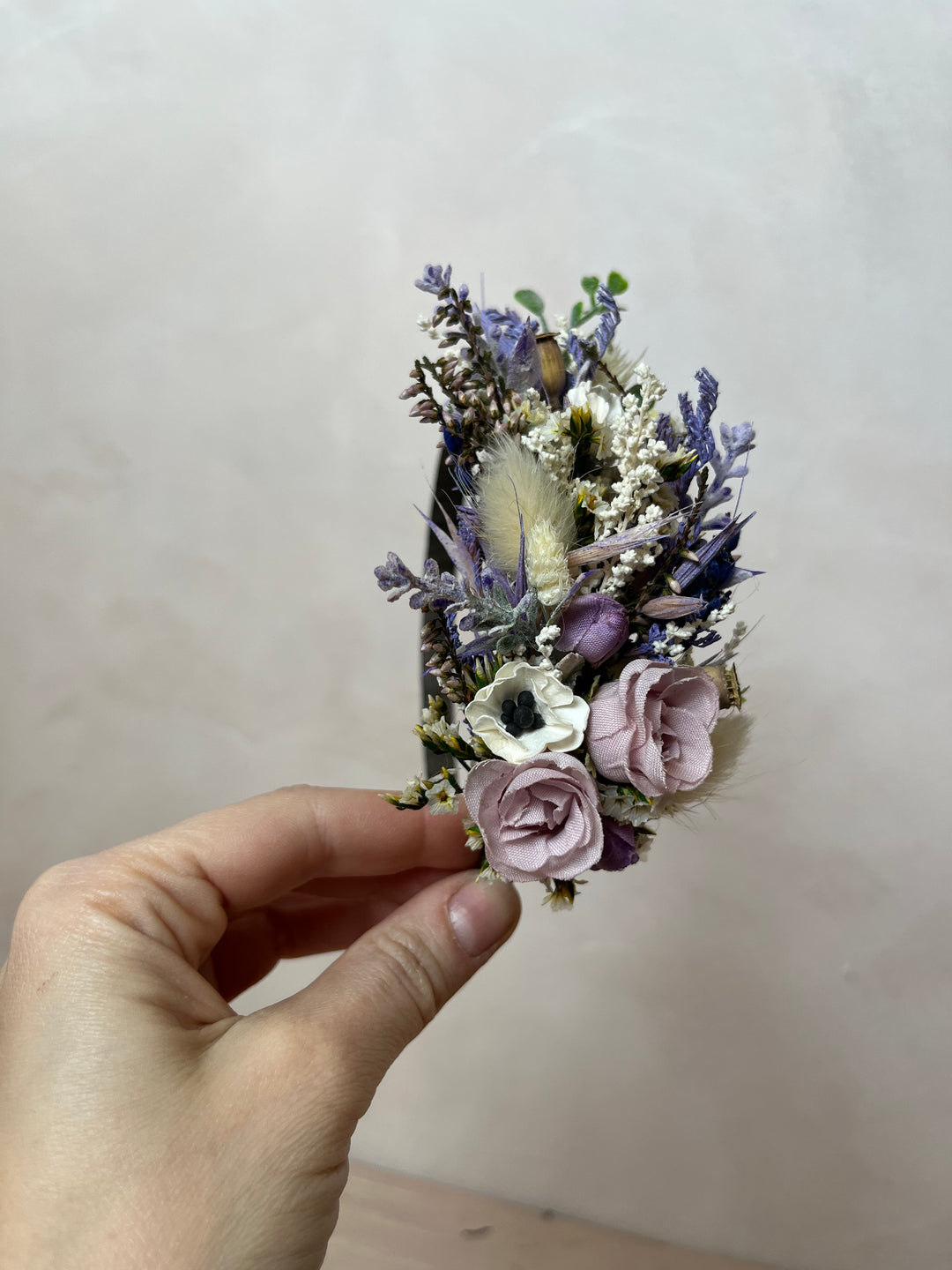 Lavender Wildflower Bridal Headband: Handmade Floral Crown with Roses