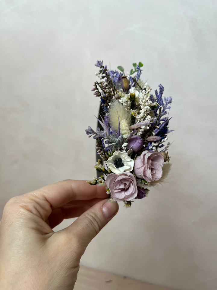 Lavender Wildflower Bridal Headband: Handmade Floral Crown with Roses
