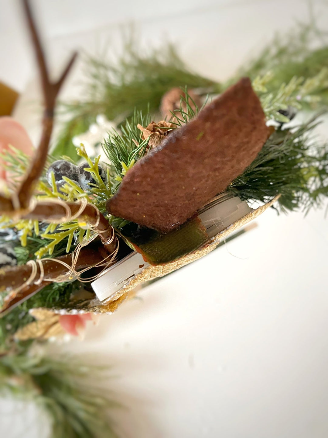 Christmas Reindeer Antler Headband: Woodland blueberries with lights – handmade floral hair accessory by magaela