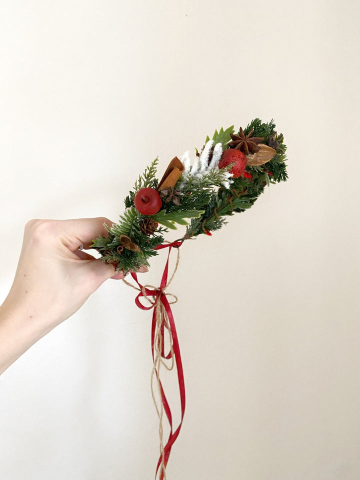 Christmas Hair Wreath with apples and spice: Woodland Winter Headpiece – handmade floral hair accessory by magaela