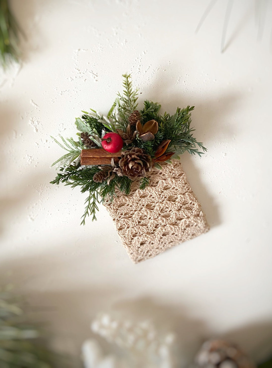 Christmas Pocket Boutonniere with red apple: Woodland Wedding Groom Corsage – handmade floral hair accessory by magaela