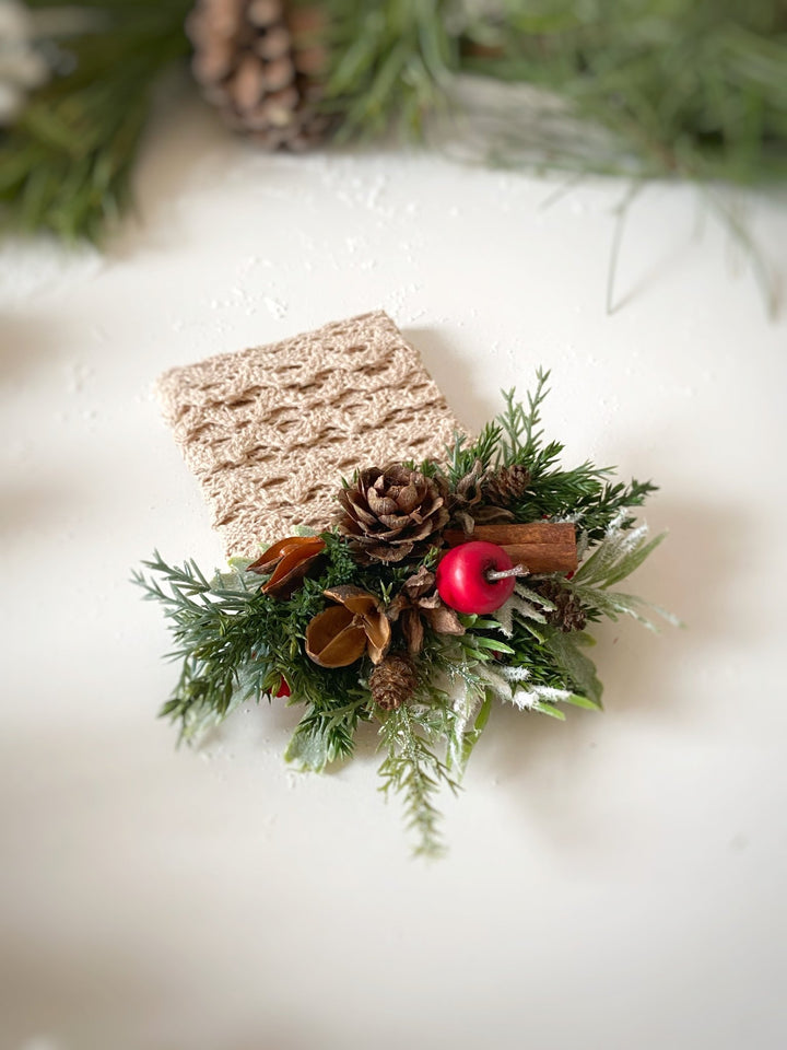 Christmas Pocket Boutonniere with red apple: Woodland Wedding Groom Corsage – handmade floral hair accessory by magaela