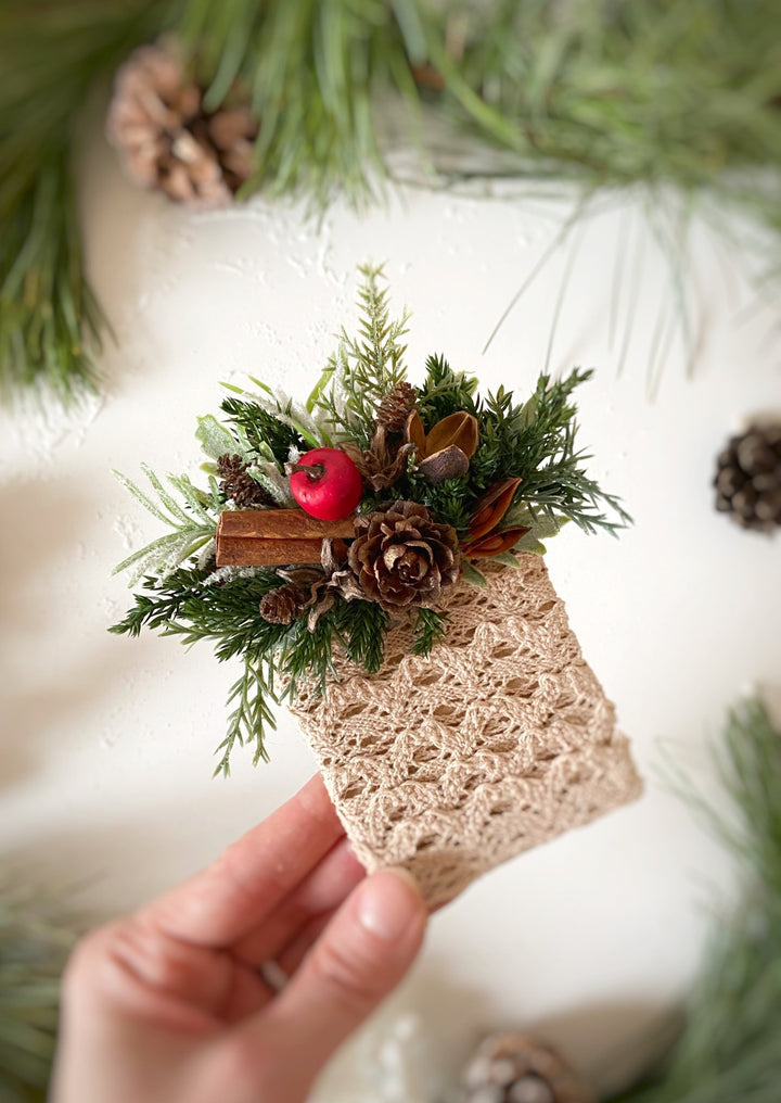 Christmas Pocket Boutonniere with red apple: Woodland Wedding Groom Corsage – handmade floral hair accessory by magaela