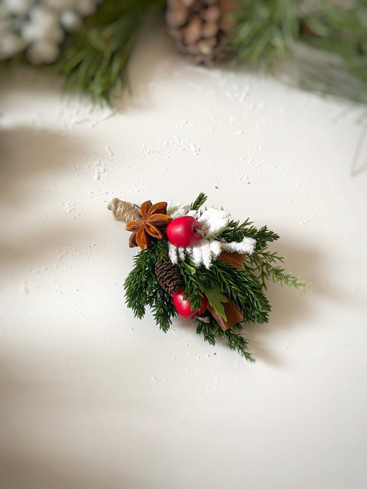 Christmas Boutonniere with red apple: Woodland Wedding Groom Corsage – handmade floral hair accessory by magaela