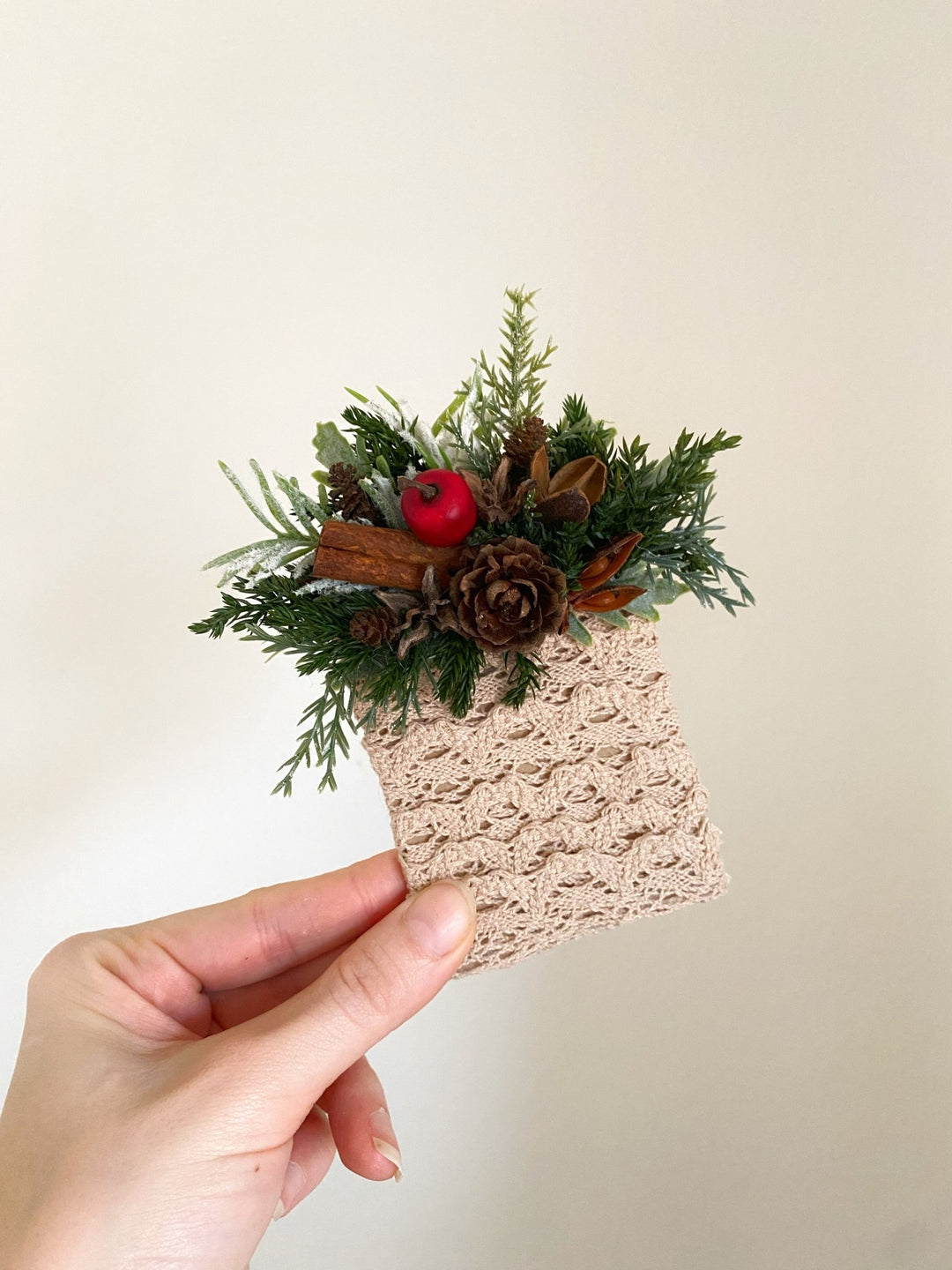 Christmas Pocket Boutonniere with red apple: Woodland Wedding Groom Corsage – handmade floral hair accessory by magaela