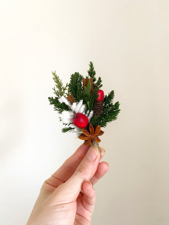 Christmas Boutonniere with red apple: Woodland Wedding Groom Corsage – handmade floral hair accessory by magaela