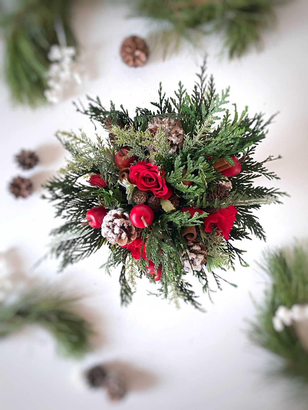 Small winter woodland bouquet: for wedding or Christmas dining – handmade floral hair accessory by magaela