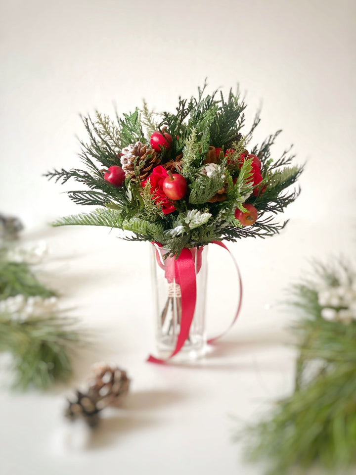 Small winter woodland bouquet: for wedding or Christmas dining – handmade floral hair accessory by magaela