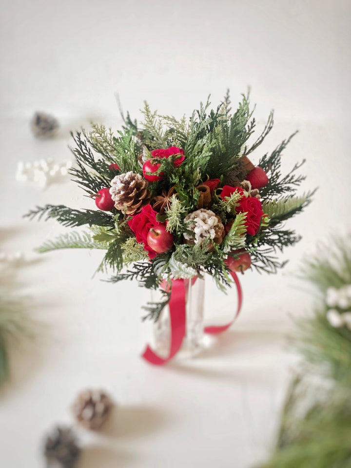 Small winter woodland bouquet: for wedding or Christmas dining – handmade floral hair accessory by magaela