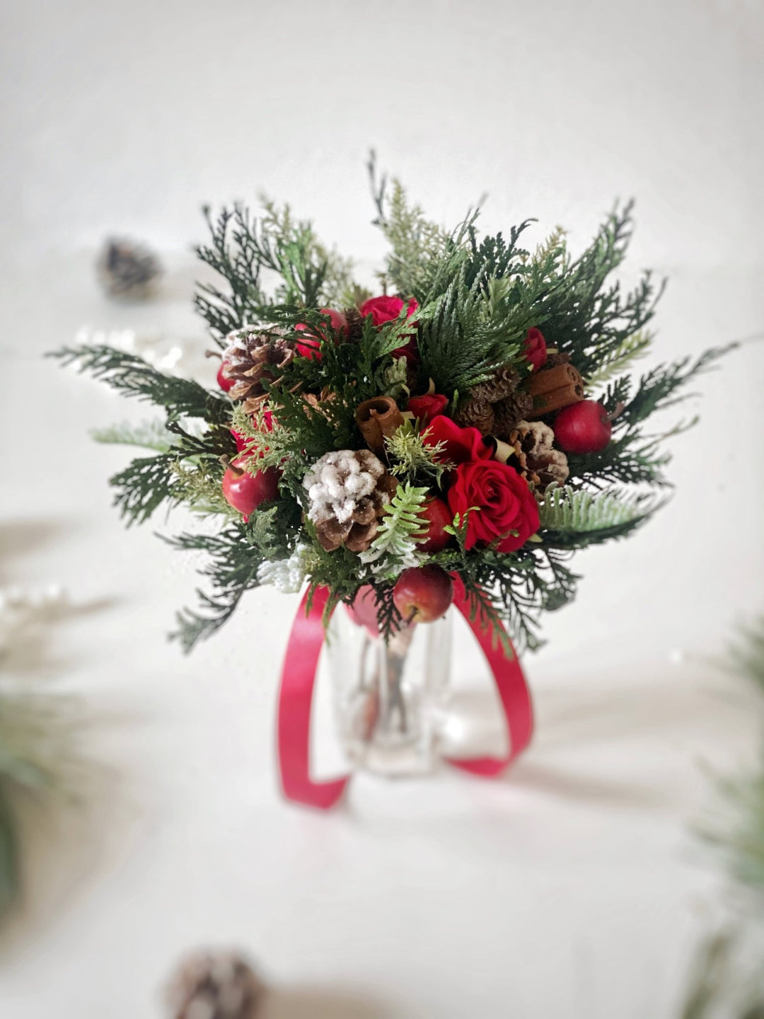 Small winter woodland bouquet: for wedding or Christmas dining – handmade floral hair accessory by magaela