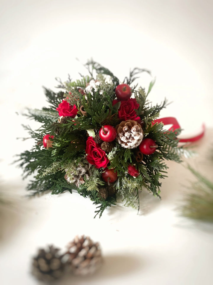 Small winter woodland bouquet: for wedding or Christmas dining – handmade floral hair accessory by magaela