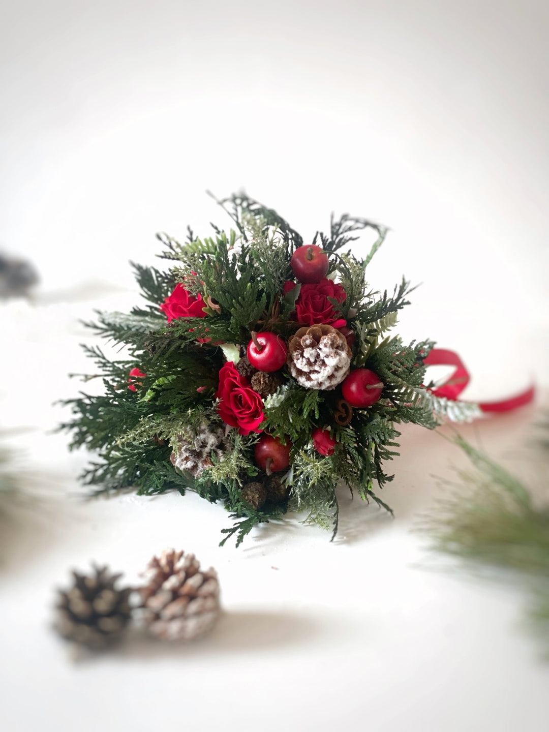 Small winter woodland bouquet: for wedding or Christmas dining – handmade floral hair accessory by magaela