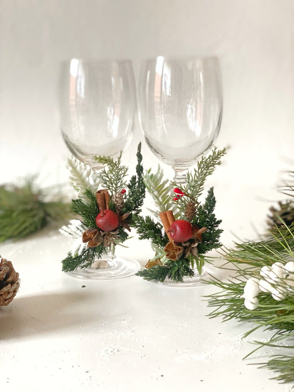 Christmas glass decorations: accessory for festive table setting – handmade floral hair accessory by magaela
