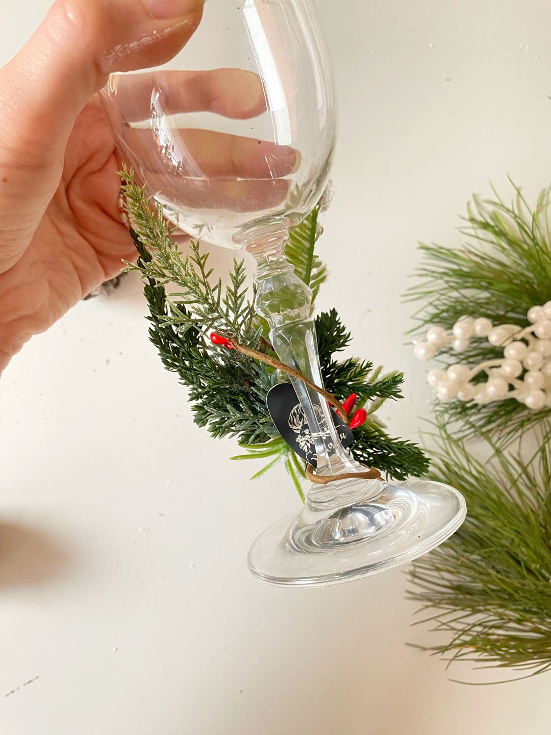 Christmas glass decorations: accessory for festive table setting – handmade floral hair accessory by magaela