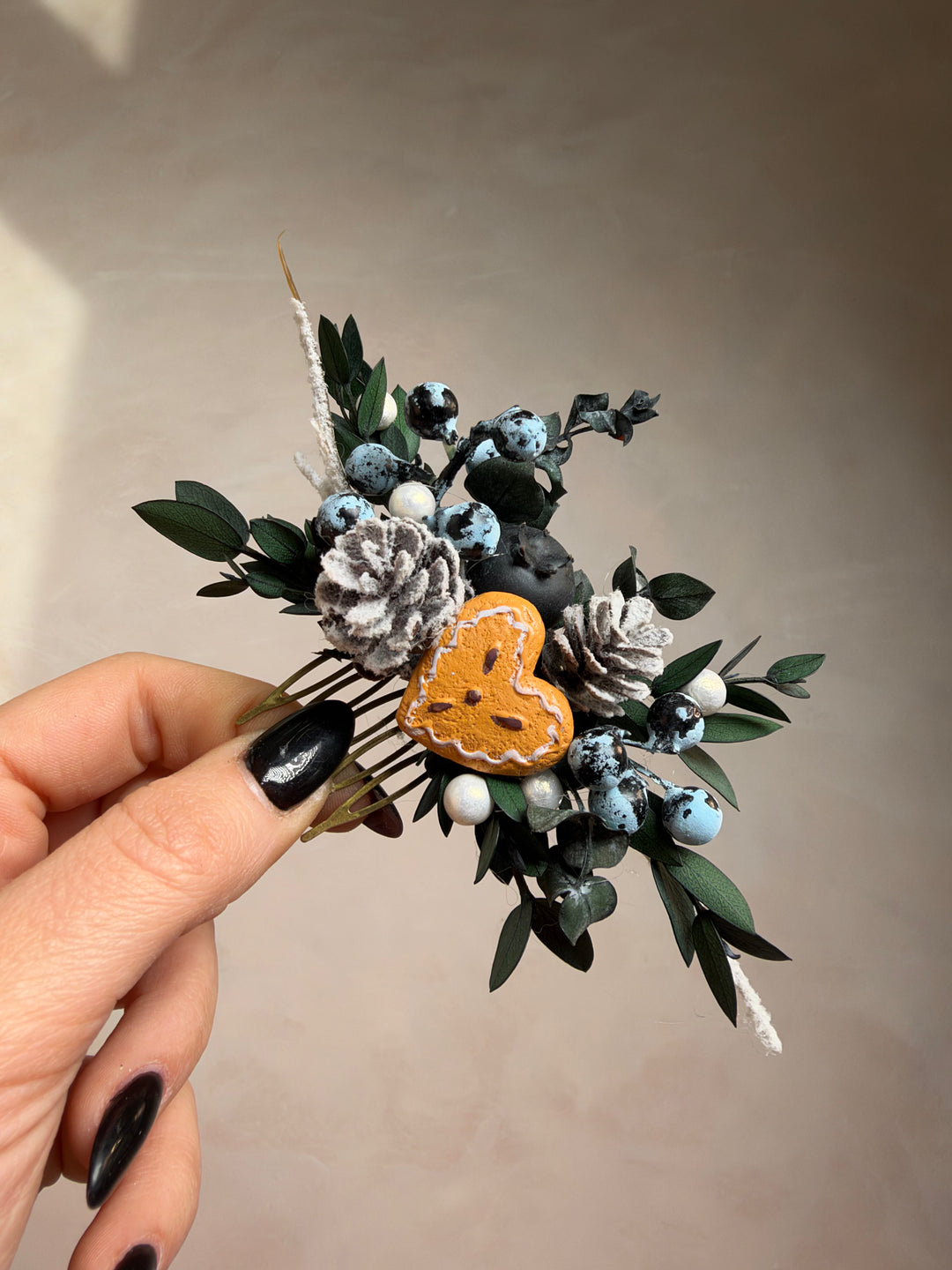 Gingerbread Heart Christmas Hair Comb | Blueberry Woodland