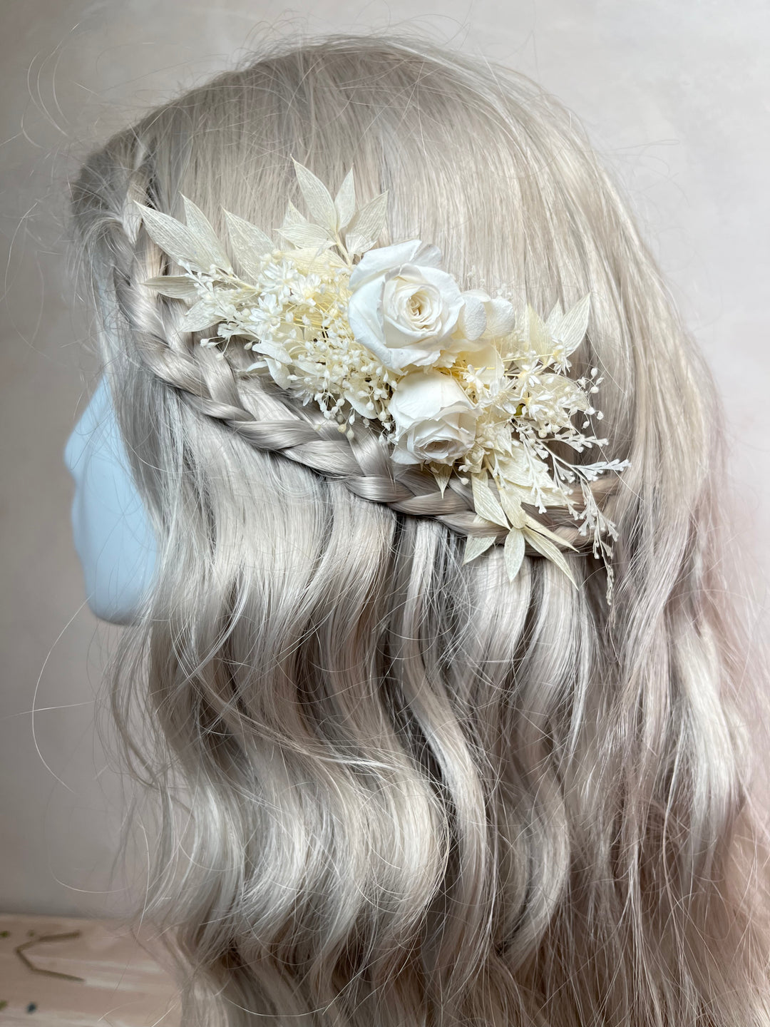 Natural Preserved Flower Bridal Hair Comb | Preserved Rose Hair Comb