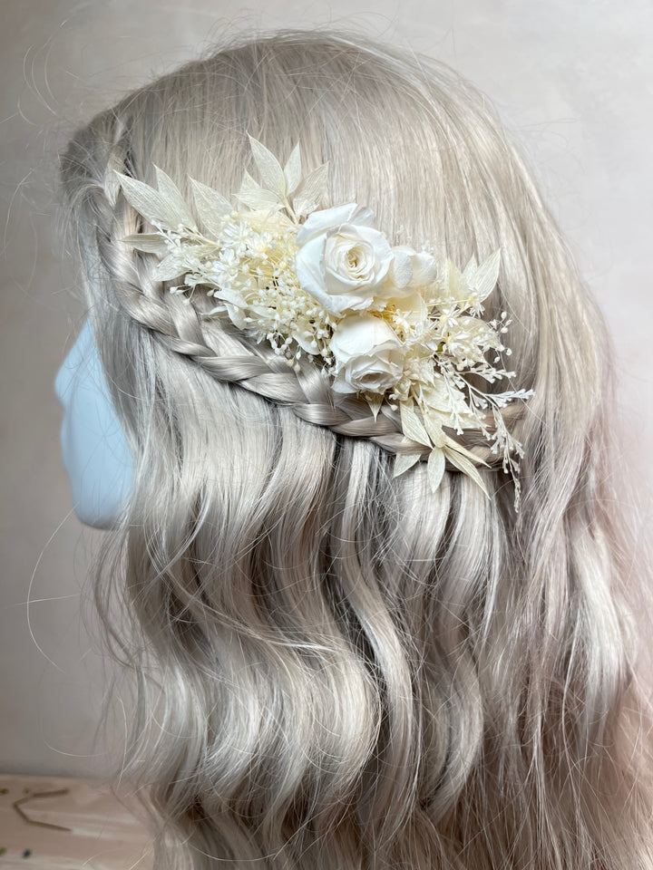 Natural Preserved Flower Bridal Hair Comb | Preserved Rose Hair Comb