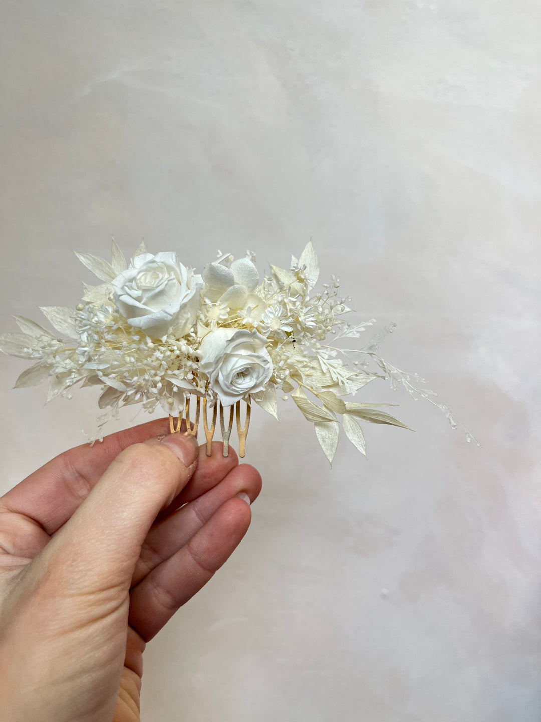 Natural Preserved Flower Bridal Hair Comb | Preserved Rose Hair Comb