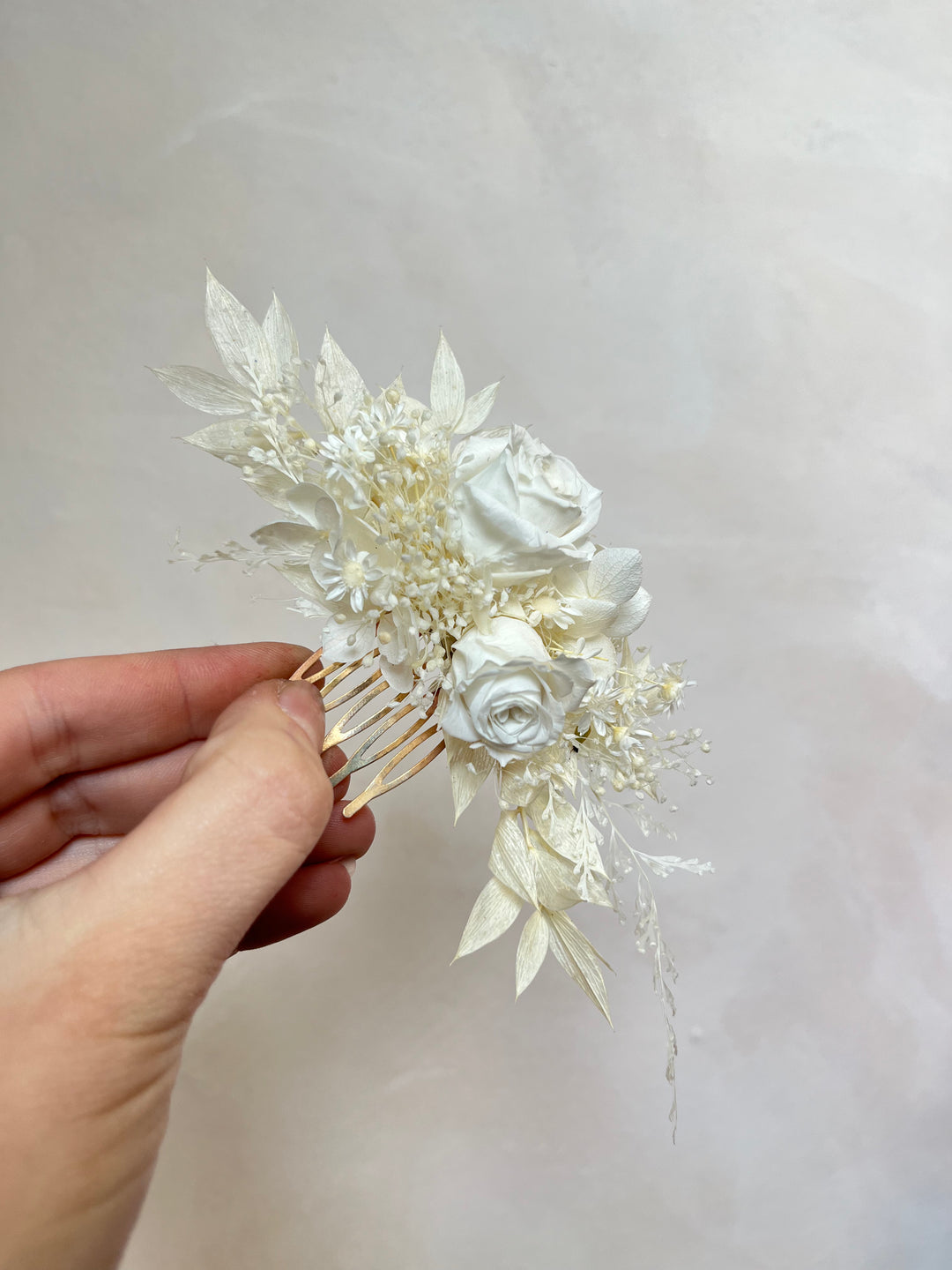 Natural Preserved Flower Bridal Hair Comb | Preserved Rose Hair Comb