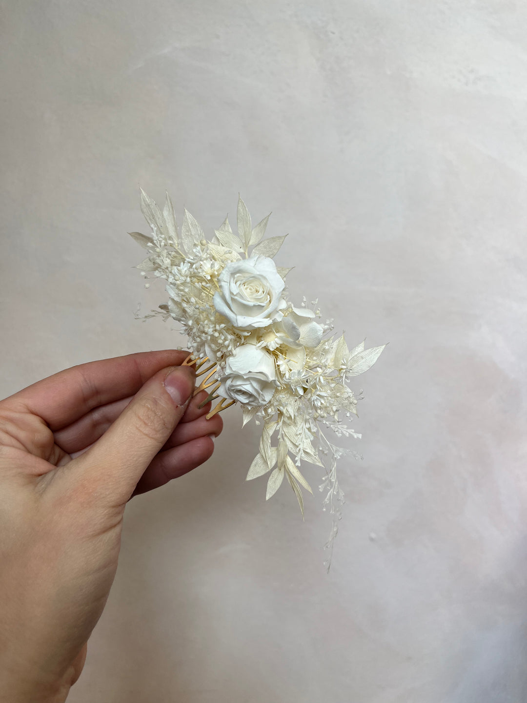 Natural Preserved Flower Bridal Hair Comb | Preserved Rose Hair Comb