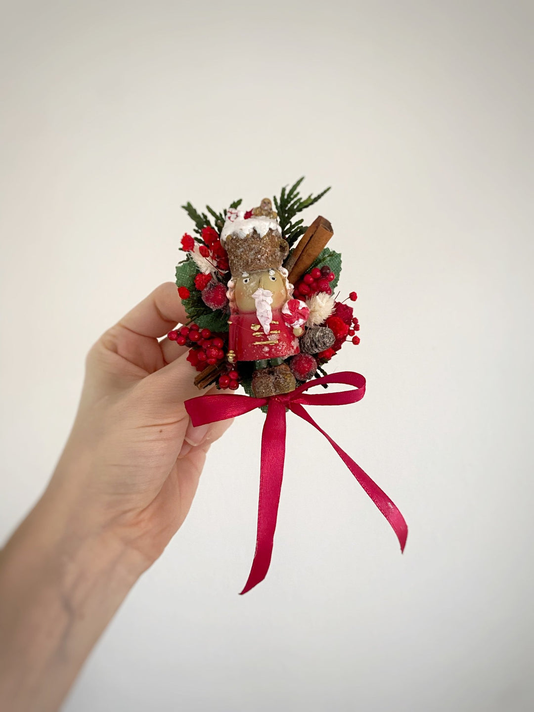 Christmas woodladn brooch with red apple: Winter Coat Pin (Copy) – handmade floral hair accessory by magaela