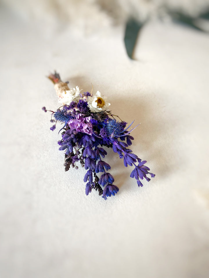 Natural Lavender and Thistle Boutonniere | Groom Wedding Accessory