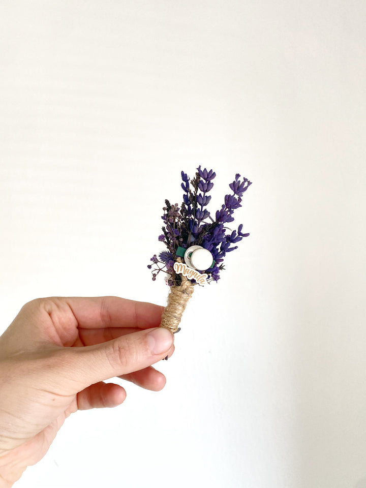 Natural Lavender and Thistle Boutonniere | Groom Wedding Accessory