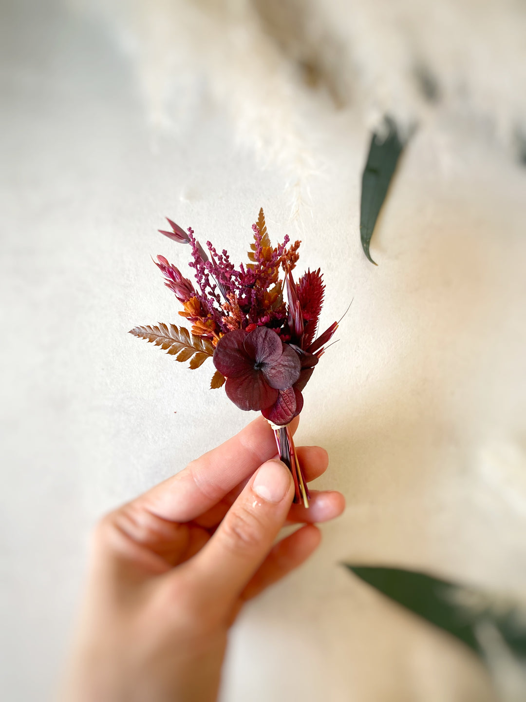Natural Hydrangea and Lavender Boutonniere | Groom Wedding Accessory