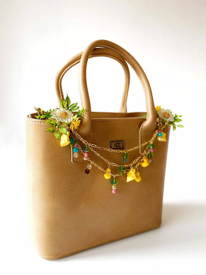 Sunny Meadow Double Bag Charm with Ducks and Rabbits | Only One Original Piece