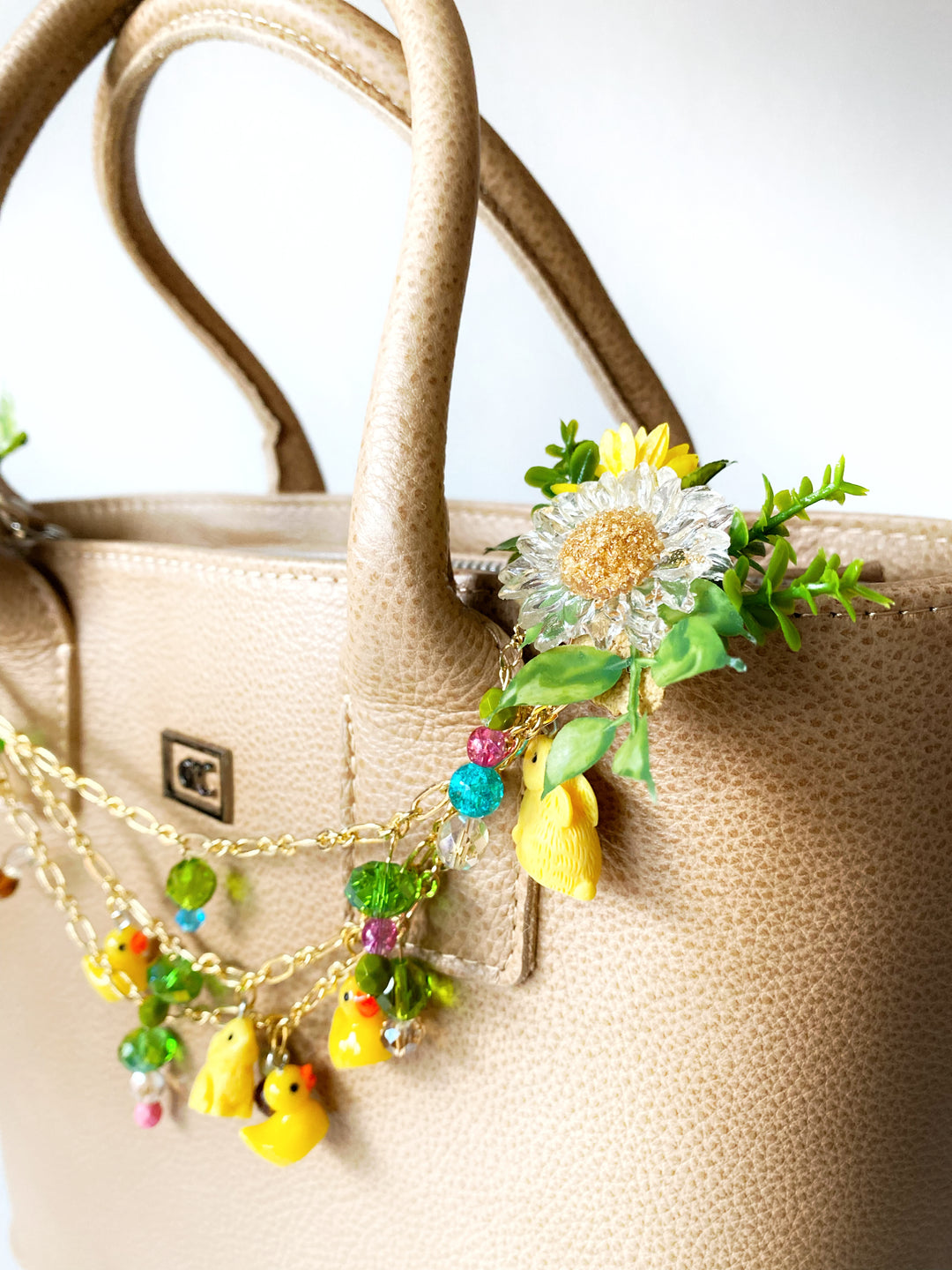 Sunny Meadow Double Bag Charm with Ducks and Rabbits | Only One Original Piece