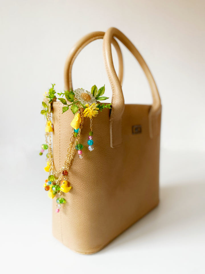 Sunny Meadow Double Bag Charm with Ducks and Rabbits | Only One Original Piece