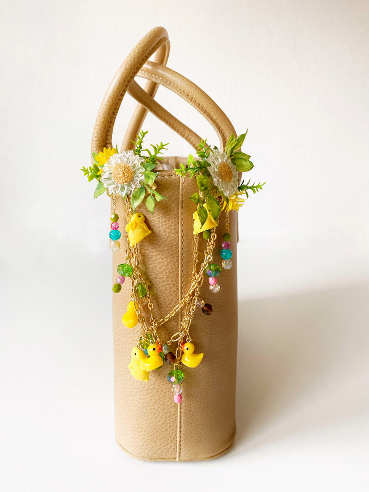 Sunny Meadow Double Bag Charm with Ducks and Rabbits | Only One Original Piece